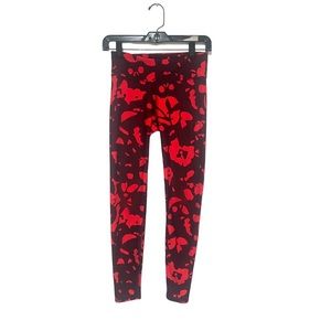 Red and purple/maroon fabletics leggings